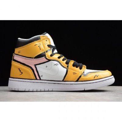 Nike Air Jordan 1 Aj1 Mid Diy Pikachu Custom Sarı Basketbol Ayakkabısı Türkiye - 1N2SNE63